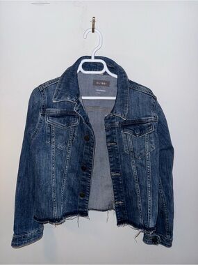DL1961 Dark Blue Cropped Denim Jacket with Raw Hem kids size small